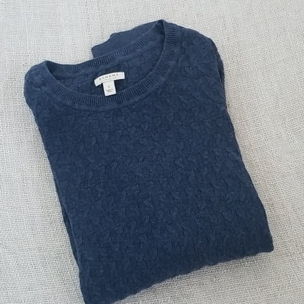 Sonoma Navy Blue Small Cable Knit Sweater
